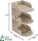 Technische tekening van de beige Zeo Wood bijzettafel met afmetingen: 60 cm hoog, 43 cm breed en 28 cm diep.