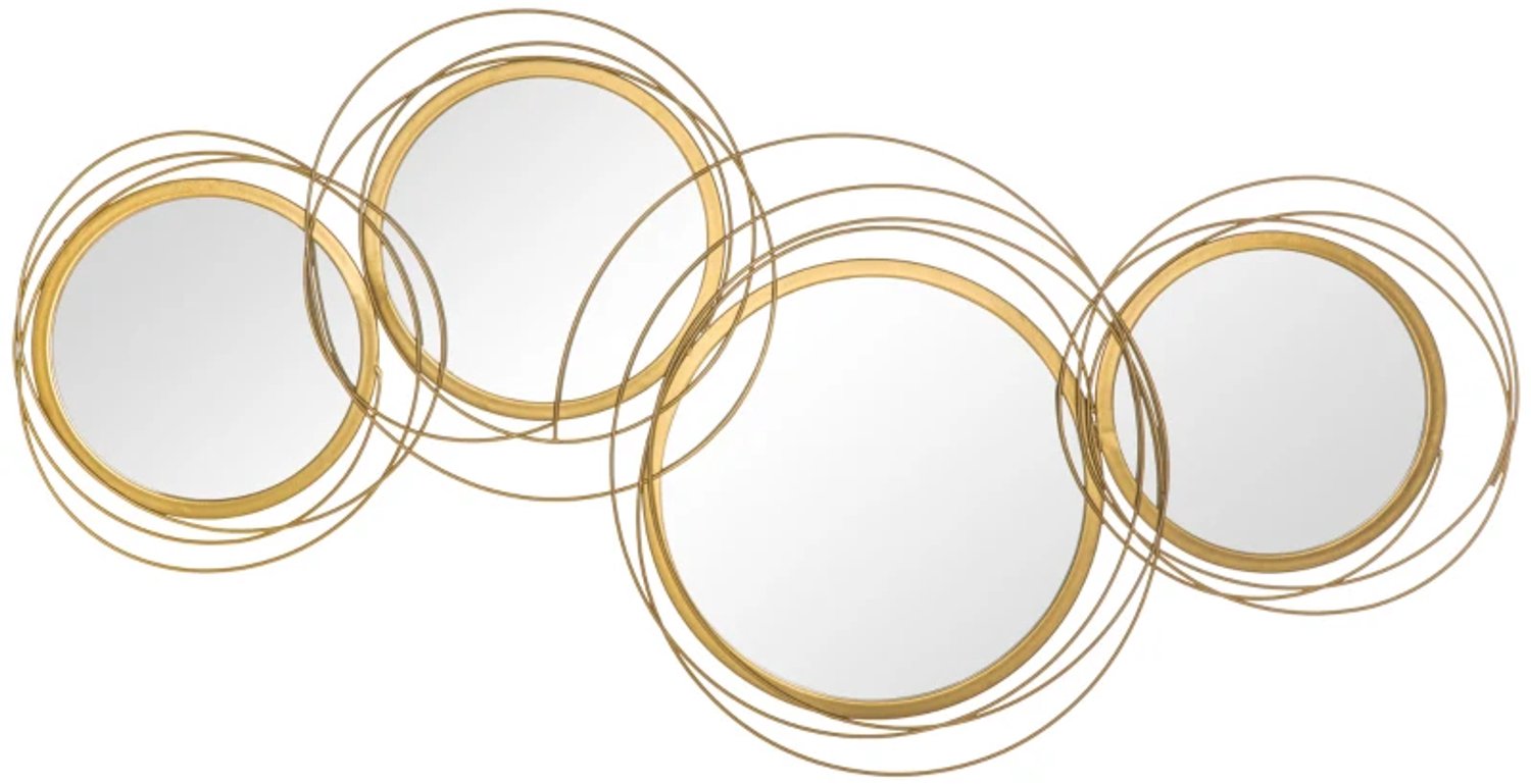 ZYLARO Wandspiegelset - 4 ronde spiegels - Wanddecoratie - 107 x 4 x 56 cm - Gangspiegel Goud