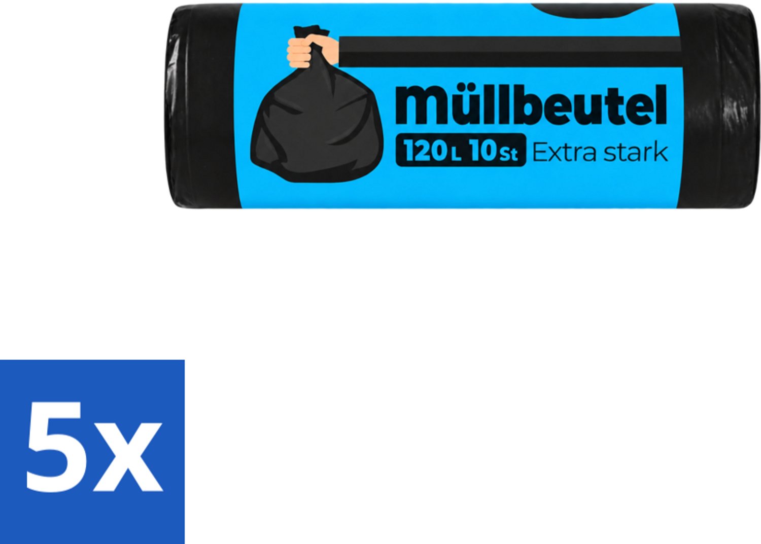 5 x Deluxe - Vuilzakken - Stevig & Ruim - 10 Vuilniszakken - 120L - Voordeelverpakking - 5 stuks