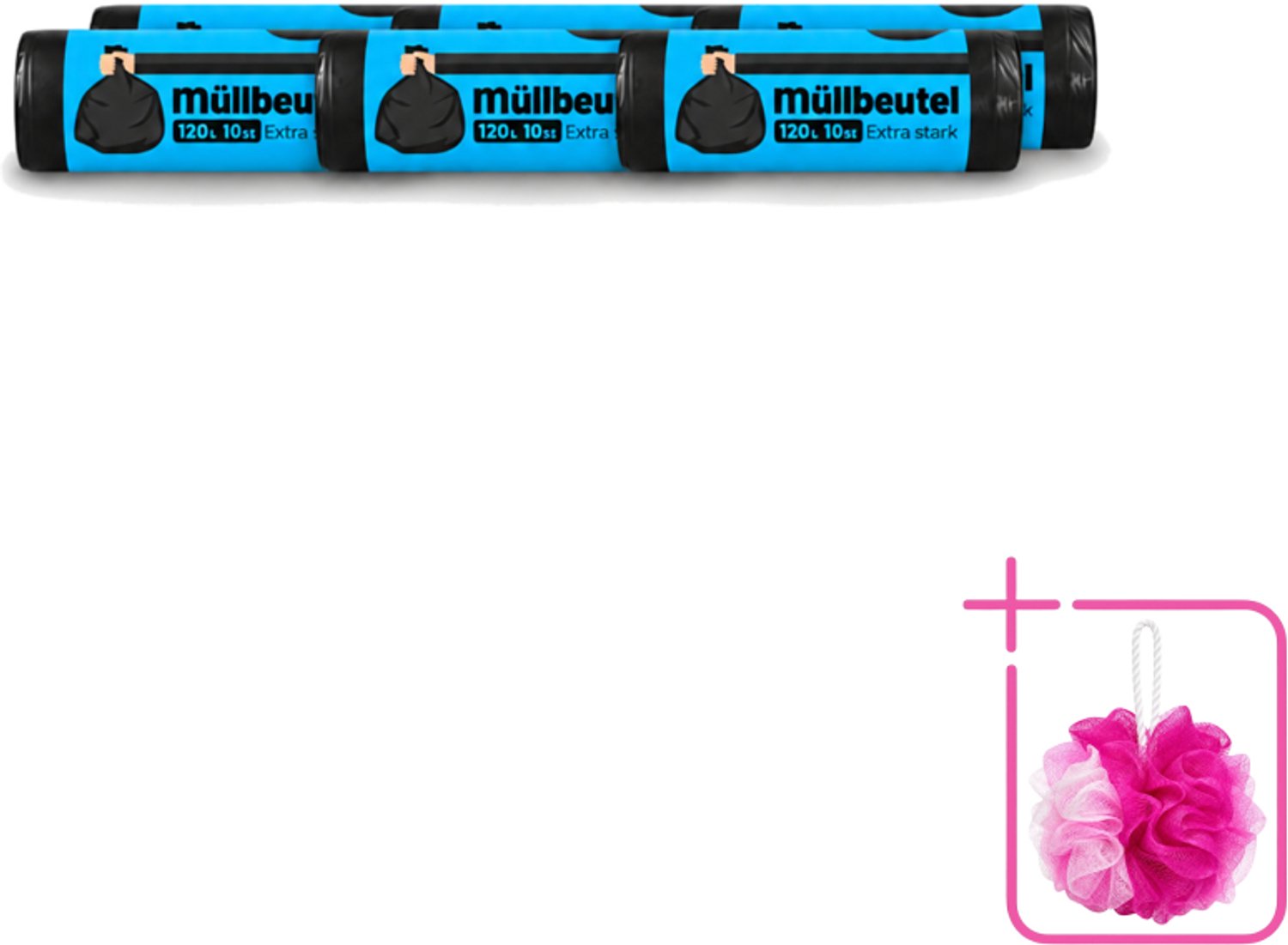 6 x Deluxe - Vuilzakken - Stevig & Ruim - 10 Vuilniszakken - 120L - Bulkverpakking - Vuilzakken 120 l - Douchemop - Huishoudelijk afval