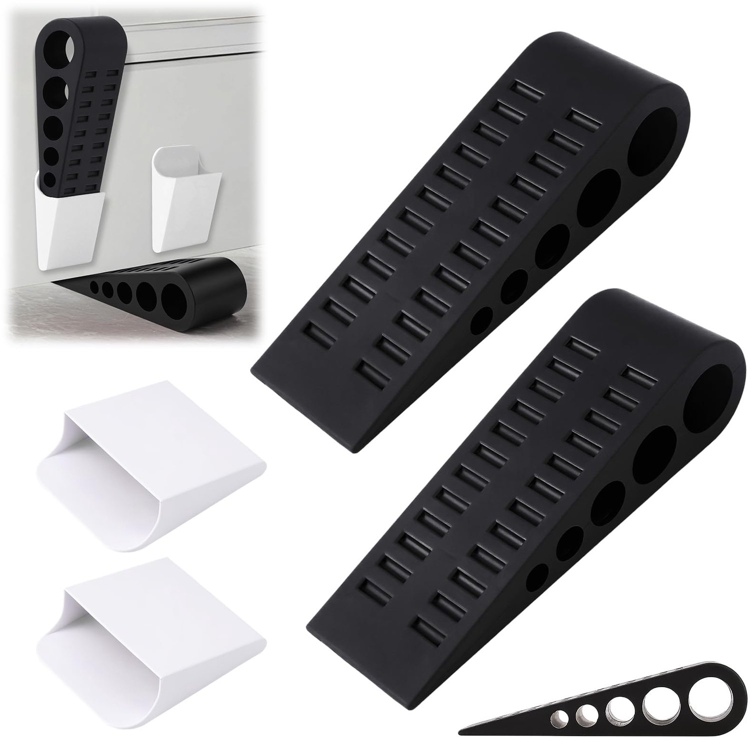 Deurstoppers wig 12,8 x 4 cm - antislip - 2 stuks - voorkomt schade aan muren - m-winkel