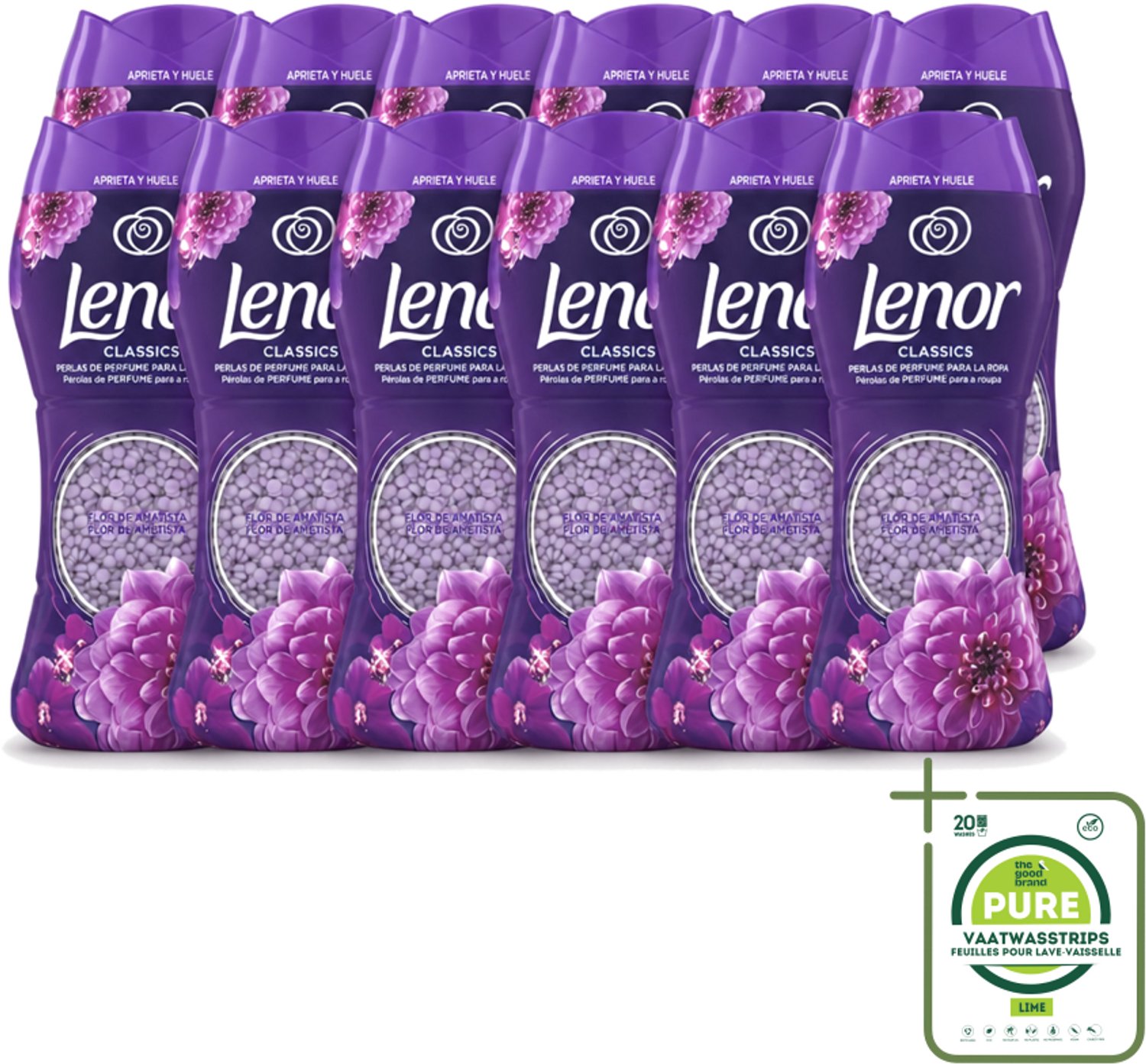 12 x Lenor Unstoppables – Geurbooster – Amethyst – 210 g - Grootverpakking - Vaatwasstrips - Geurbooster Was - Wasgeur - Wasgeur Intens - Wasgeur Langdurig - Wasgeur Amethyst