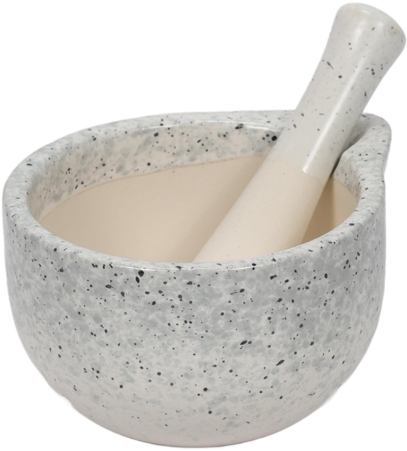 EH Excellent Houseware - Keramische vijzel met stamper voor de keuken - wit