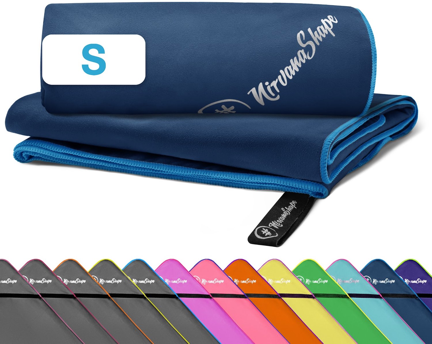NirvanaShape - microvezel handdoek - lichtgewicht compacte reishanddoek - sneldrogend en absorberend - 60 x 40 cm - Marineblauw