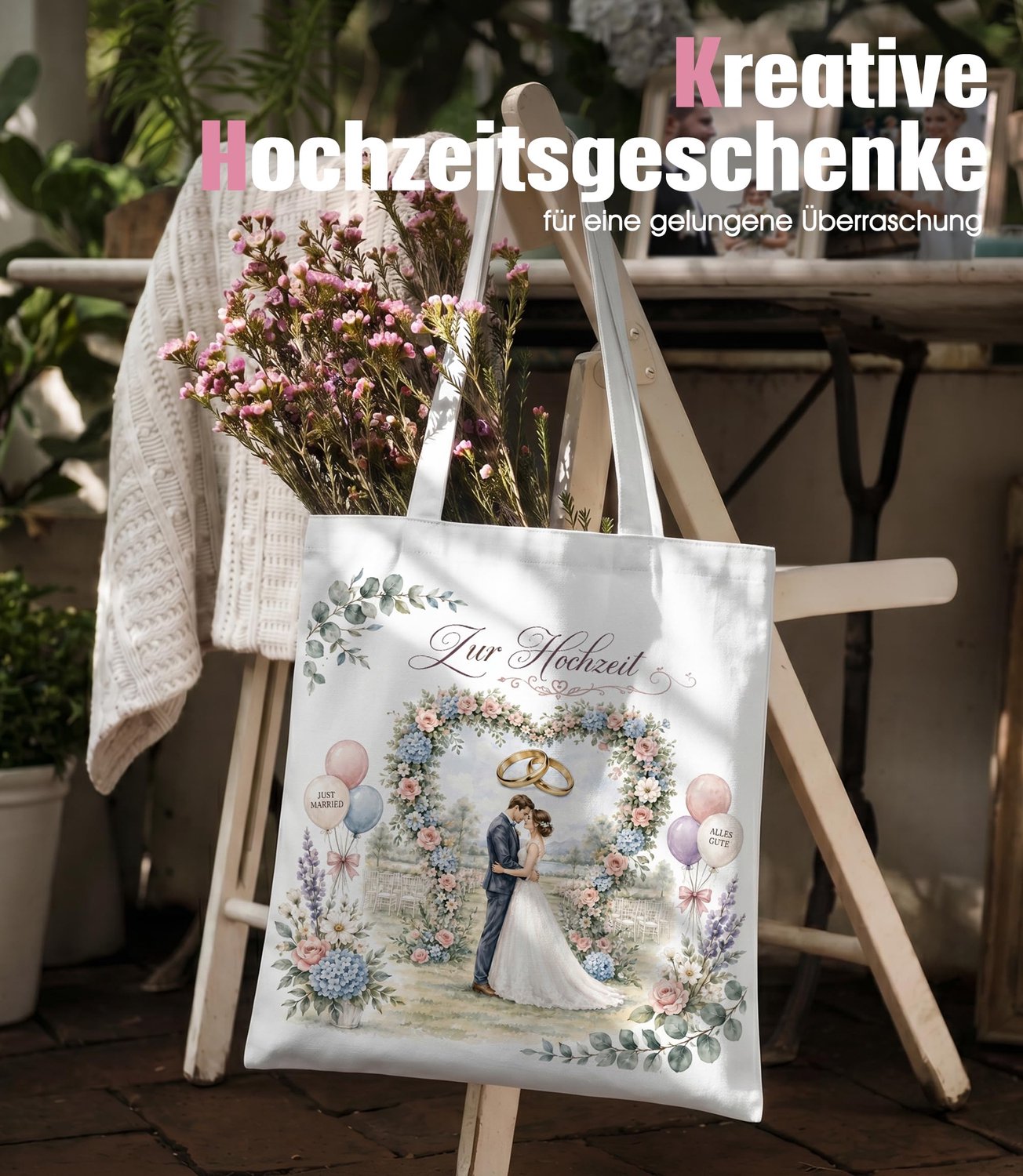 Cadeauzakje voor bruiloft 35 x 40 cm - wit - Duits - ideaal voor geschenken - m-winkel