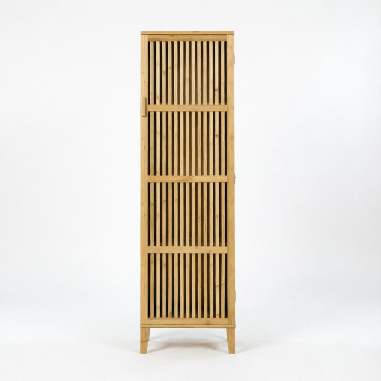 SONNENH Bamboe opbergkast - Lamellendeur en 4 opbergniveaus - Naturel - 40 x 30 x 140 cm