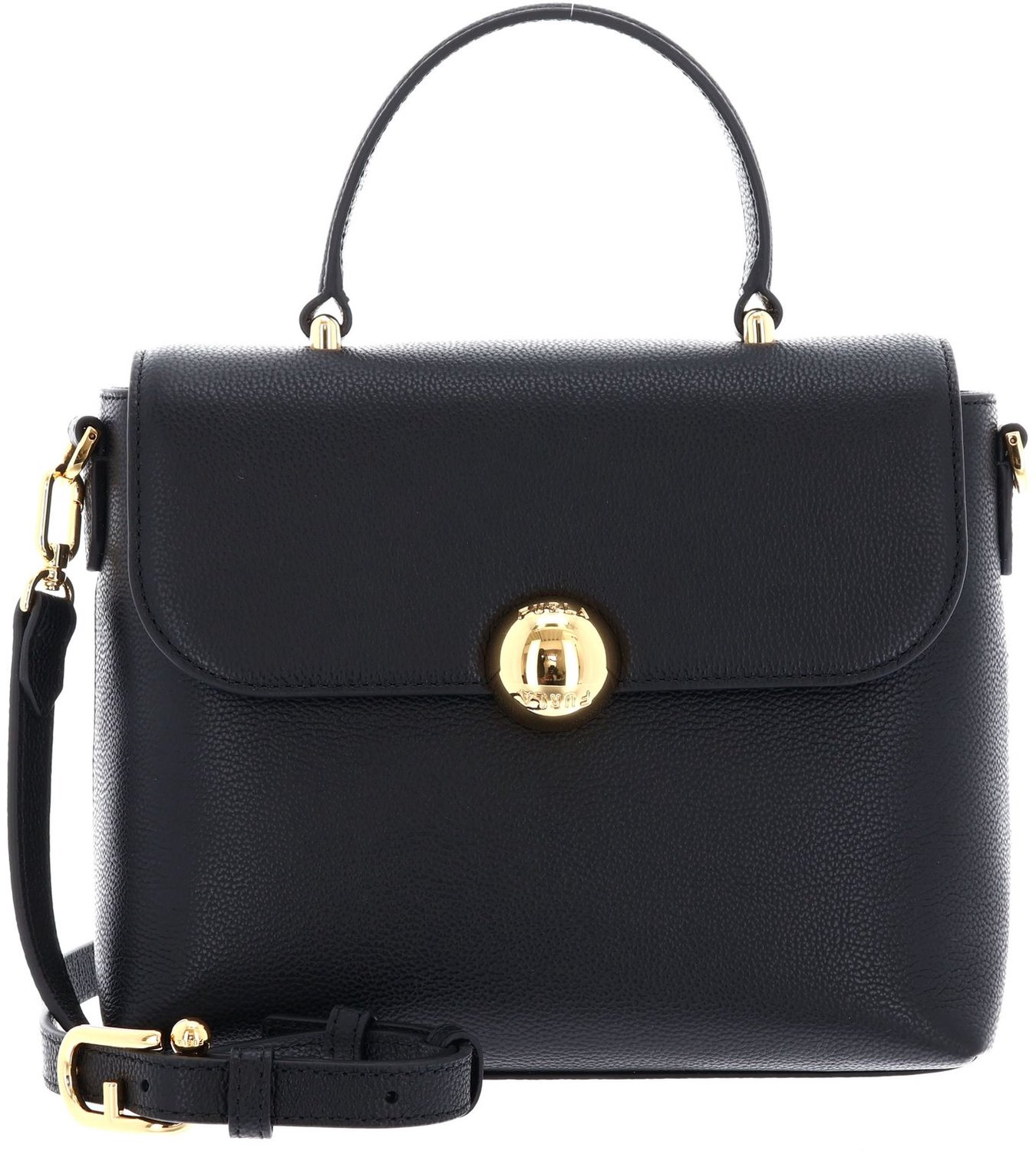 FURLA Leren handtas schoudertas Vitello Night Moonlight Top Handle Nero zwart