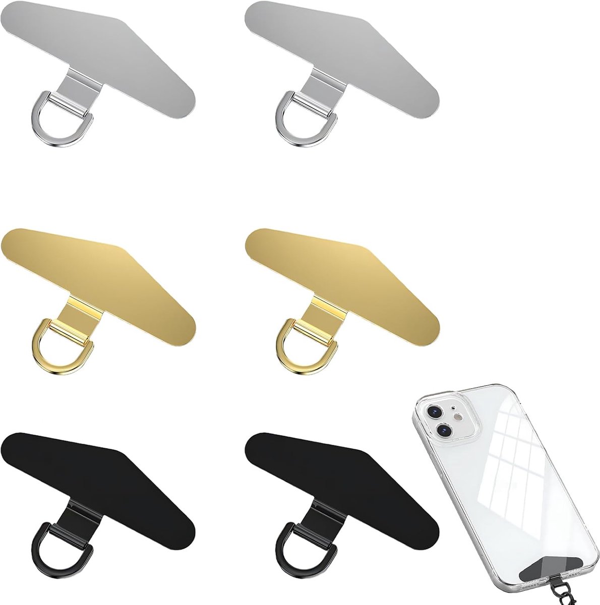 8 stuks universele telefoonpads, roestvrij stalen telefoonbevestigingsband, telefoonhouder patch voor de meeste smartphones, inclusief metalen ring, anti-roest haak, voor veilig gebruik