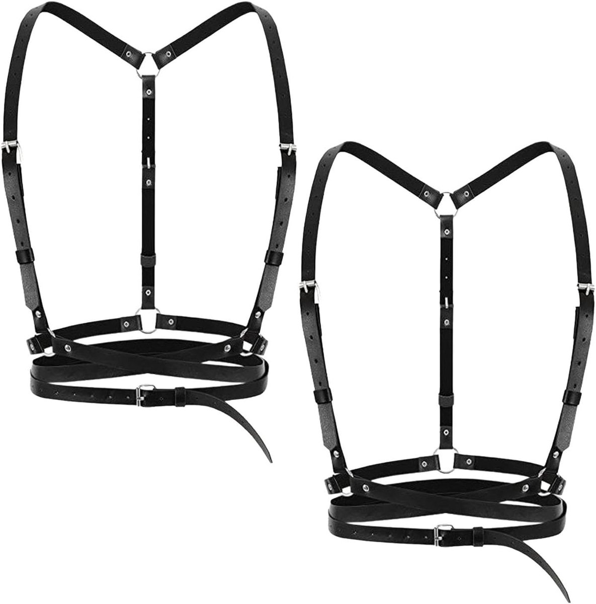 2 Stuks Bovenlichaam Beperkende Riemen Voor Dames, Retro Punk Stijl, Verstelbare Gespen, Gepersonaliseerde Styling Accessoires, Geschikt Voor Podiumoptredens En Thema Schieten.