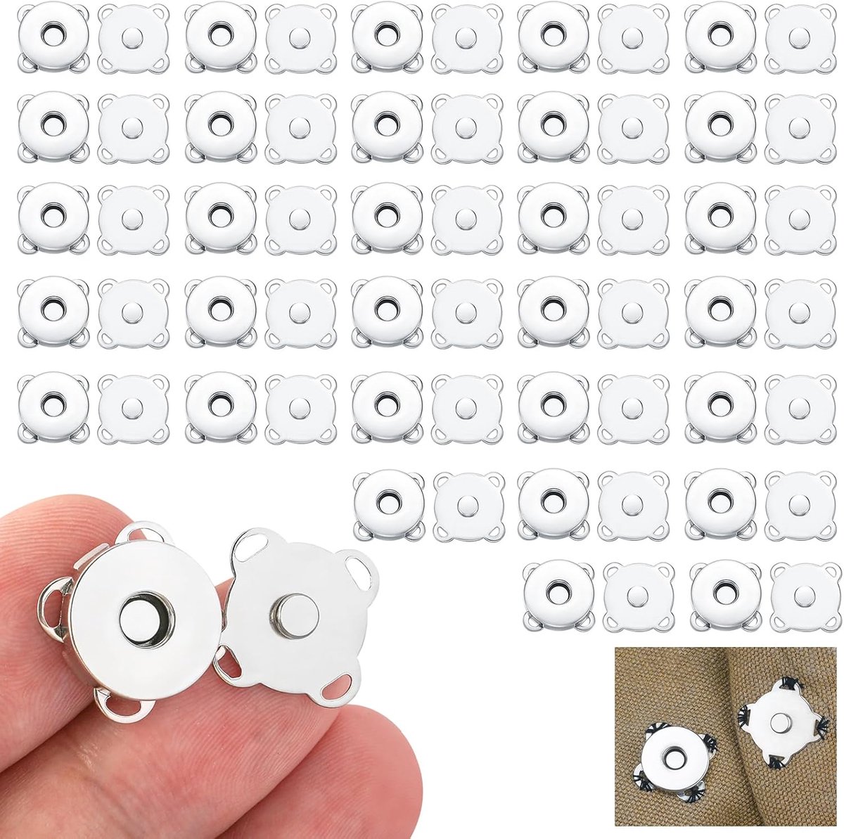 Knopen 14 mm, drukknopen om aan te naaien, magneetsluiting voor tassen, naaien, handwerk en kleding
