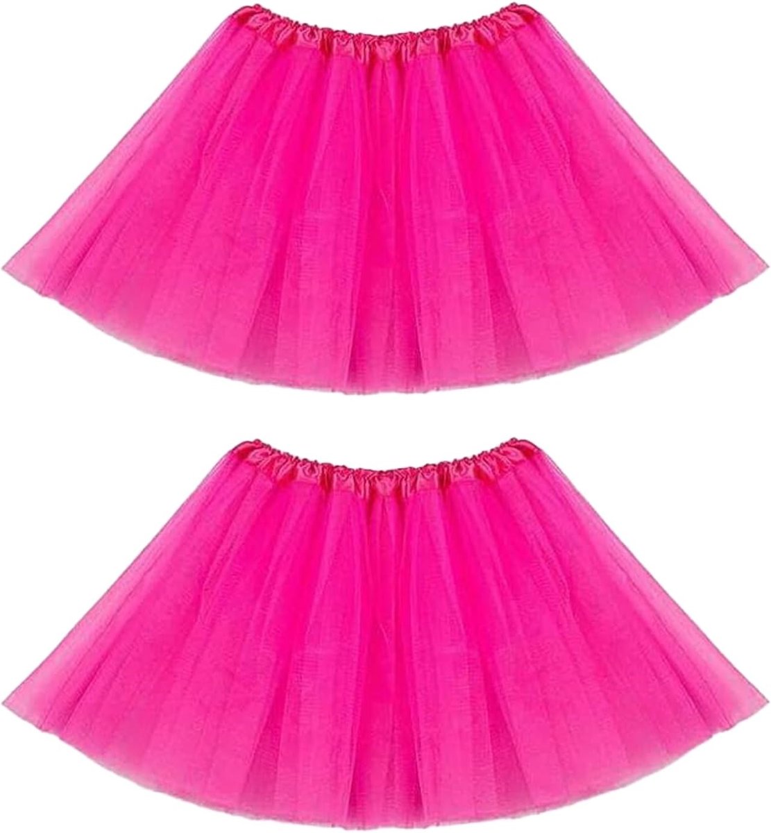 2 stuks tule rok voor dames, klassieke tutu elastisch met 3-laags tule tule rok en tule petticoat als festivaloutfit, jaren 80-rok, rave-outfit voor dames, voor carnaval, dans, Halloween