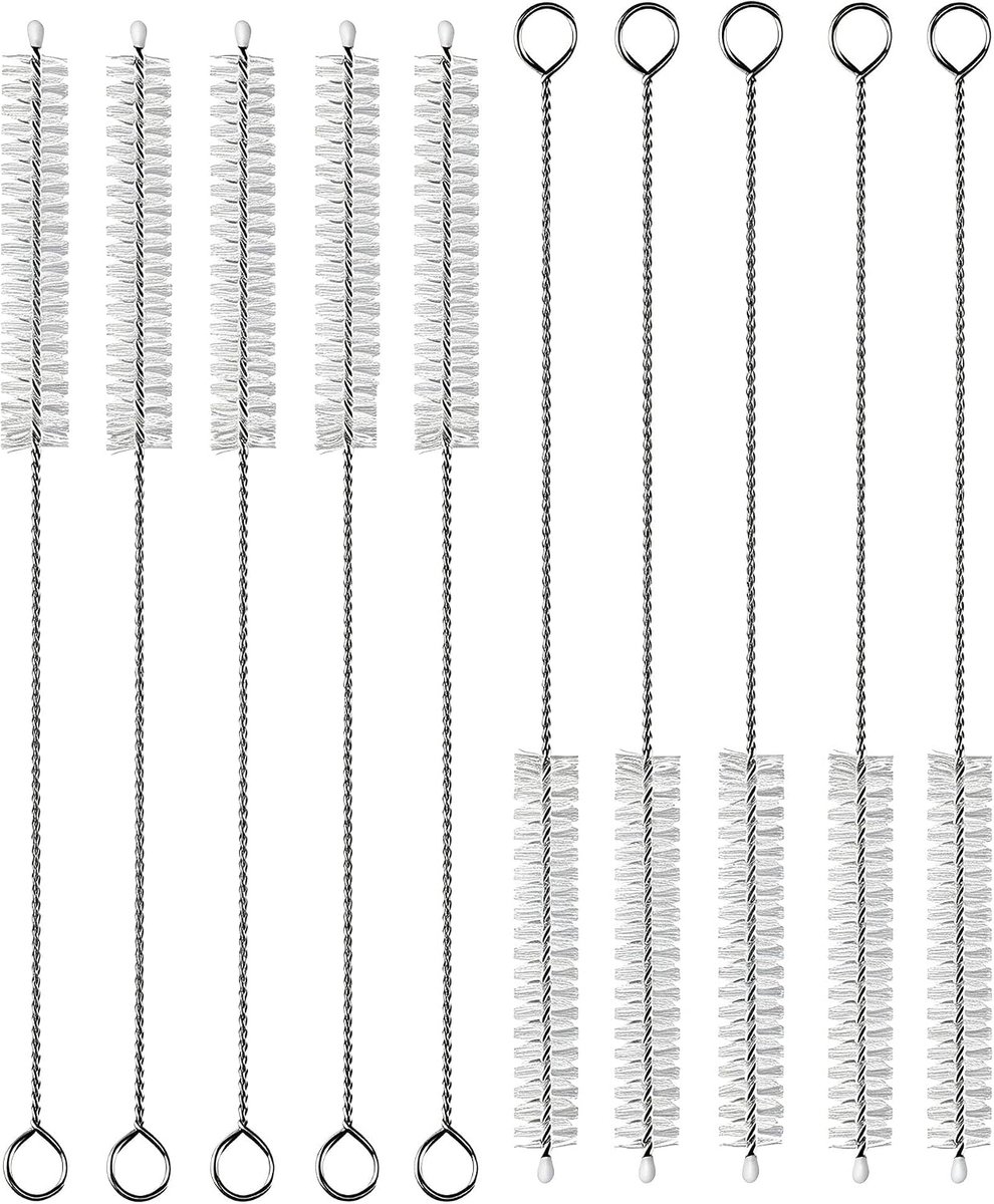 10-pack extra lange herbruikbare rietreinigingsborstelset - 25,4 cm bereik, 10 mm breed, ideaal voor drinkbekers, tumblers, babyflessen en drinkrietjes