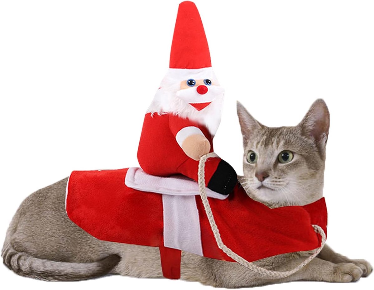 Kerstkostuum voor Huisdier,Hond Kat Kerstman Kostuum,Lopende Kerstman Kleine Grote Hond Outfit,Leuke Puppy Kitten Cosplay Jas Warme Kleding,Grappige Geschenk Pakken voor Kerstmis,Feest,Verjaardag,S