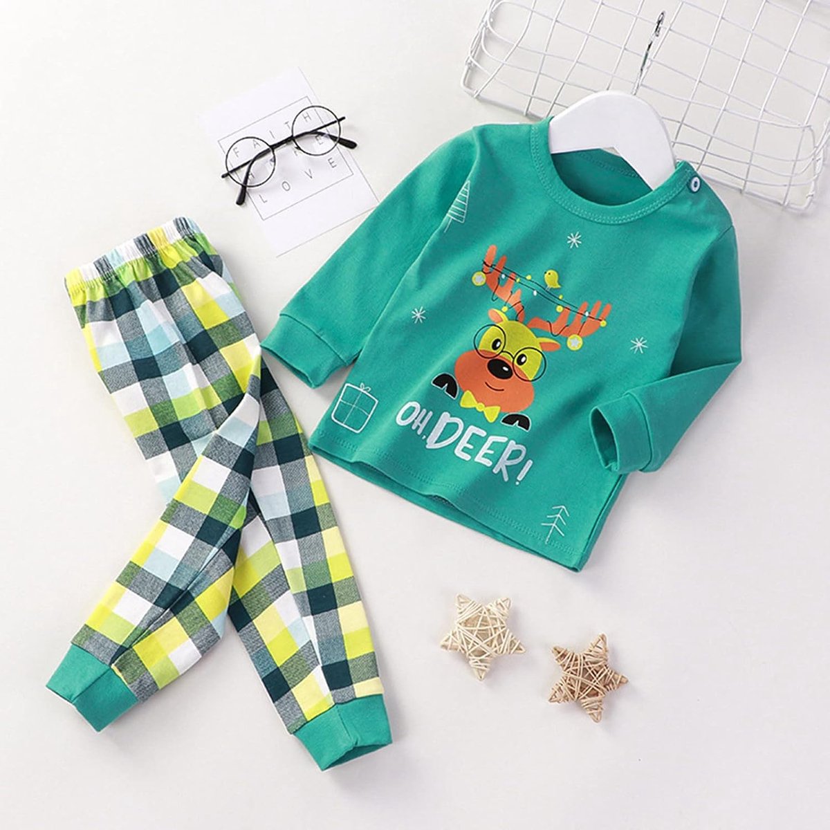 2-delige set voor jongens, katoen, zomer, kinderkleding, T-shirt met leeuwenprint en gele shorts, kleurrijke en vrolijke set voor de zomer, A104