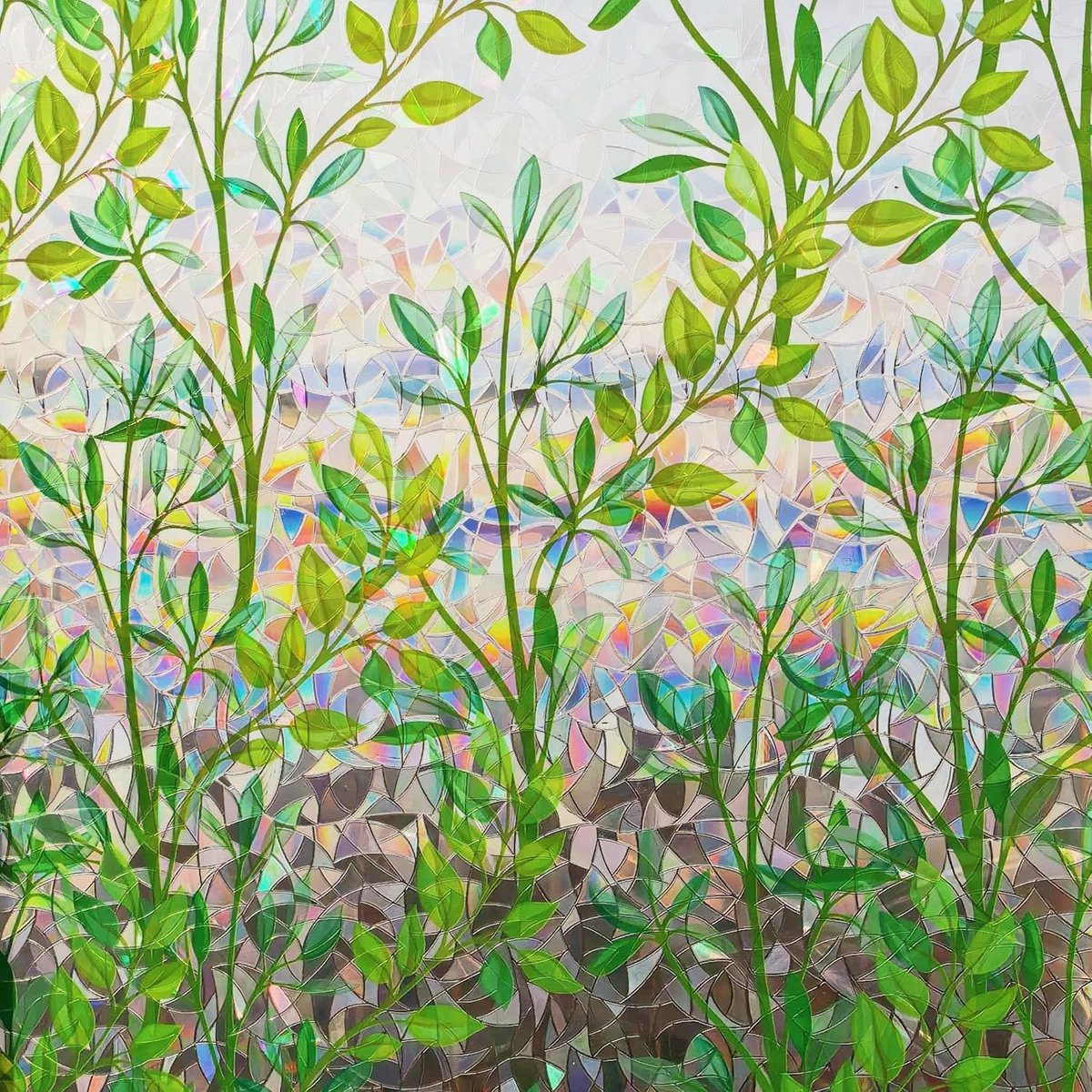 3D raamfolie, kleurrijk, zelfklevend, ondoorzichtig, zichtwerende folie, regenboog, raam, decoratieve folie, transparant - breukglas, 40 x 200