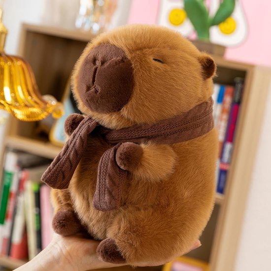 Knuffeldier, 25 cm, pluche dier met halsdoek, watervarken knuffeldier, schattige simulatie, speelgoed knuffeldier, cadeau voor volwassenen en kinderen — afbeelding 4
