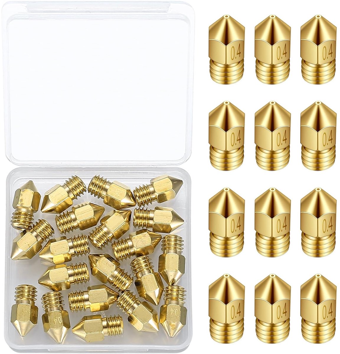 Düsen 0.4 mm, 20 Pieces 3D Printer Nozzles, 3D Printer Brass Nozzles Compatible with Creality Ender 3/Ender 3 V2/Ender - ShopVlot