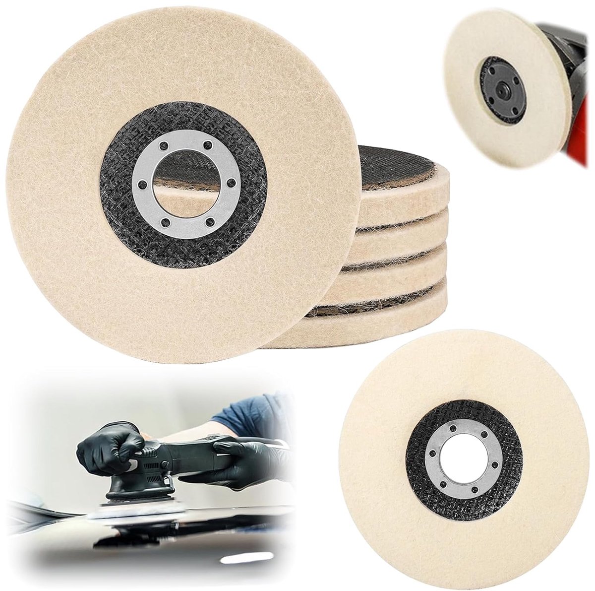 6 stuks polijstschijven van wolvilt, 125 mm vilten polijstschijf, polijstschijf van wolvilt, vilten polijstschijf - ShopVlot