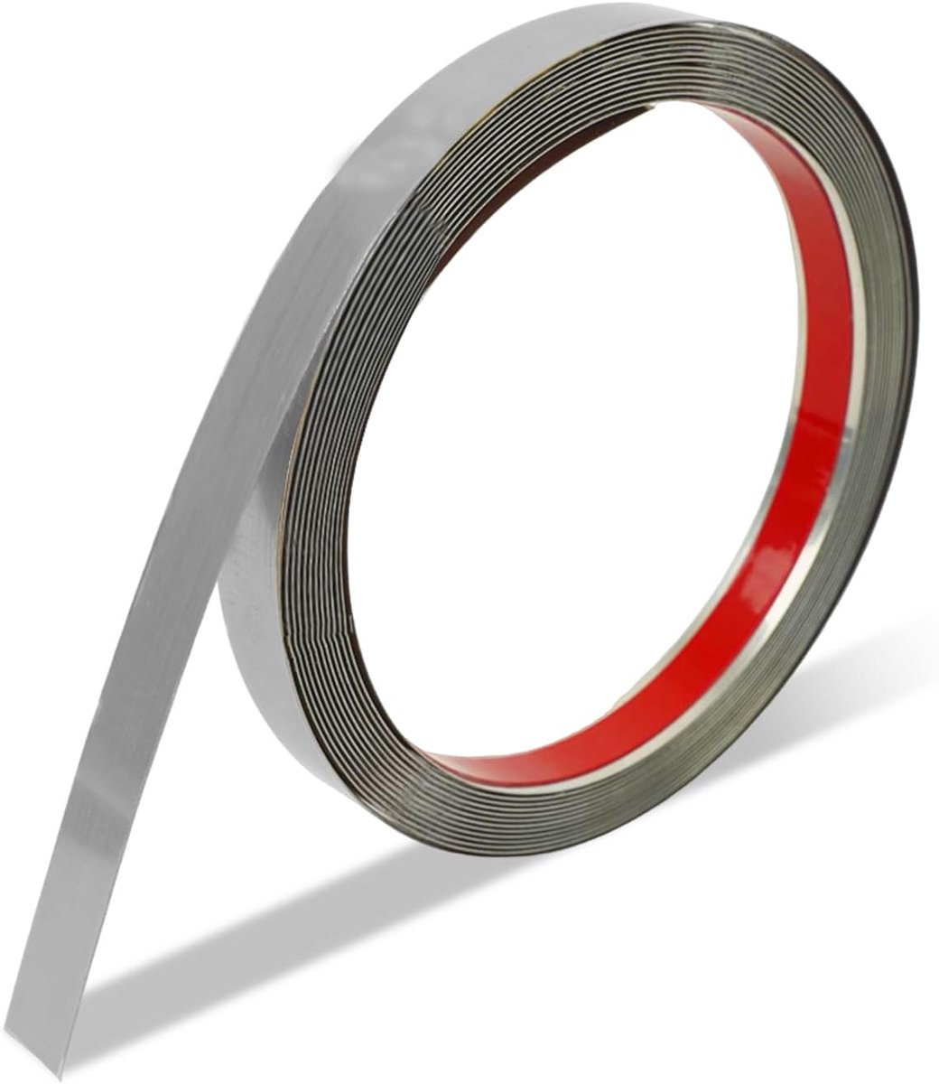 Metal tape self-adhesive, stainless steel silver decorative strips self-adhesive, stainless steel moulding strip 5 m - ShopVlot