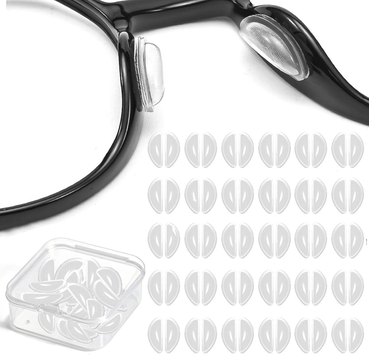30 paar siliconen neuspads, antislip brilpads, zelfklevende neuspads, bril-pads, bril-accessoires, voor brillen en - ShopVlot