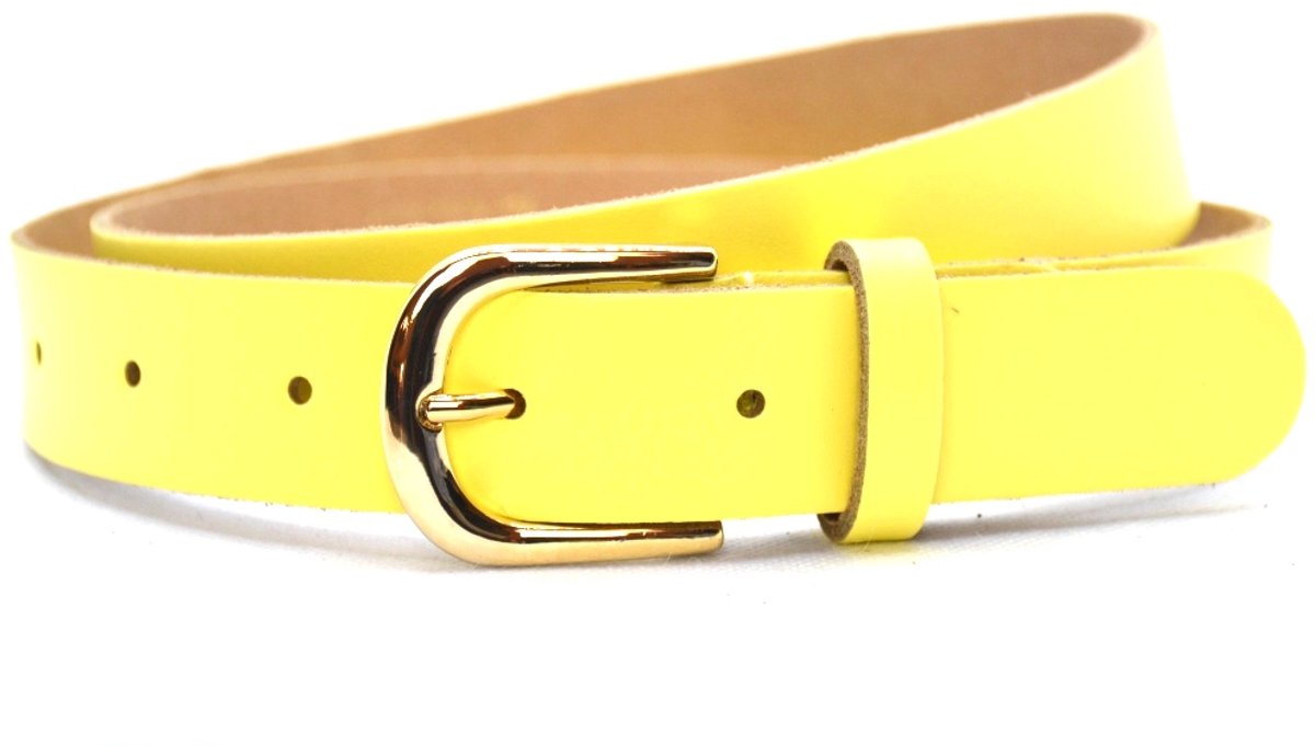 Kinderriem meisje - Gele riem - kinderriem 100% leder - Riemmaat 75 - Totale lengte 90 cm