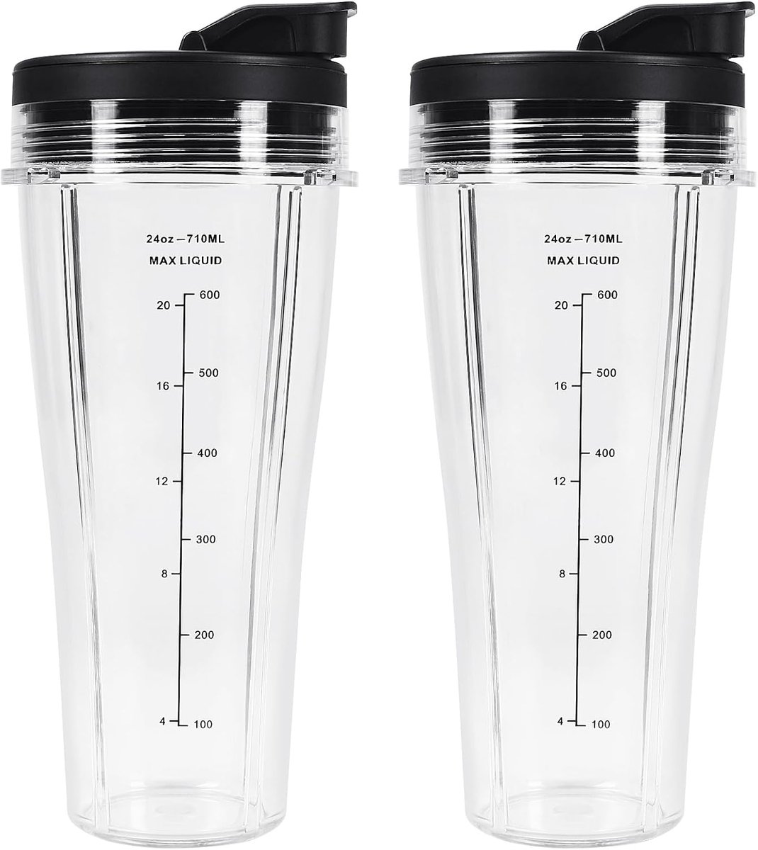 SnelShoppen - Blender Onderdeel 710ml voor 24oz Ninja Mixer - 2 Stuks Cups met Mouwen - Vervangingsset voor Smoothie Blender - Keuken Accessoires