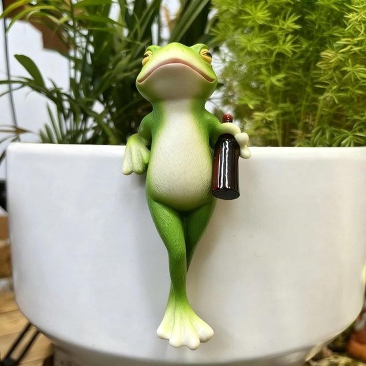 Kikkerfiguren - Decoratieset - Tuinversiering - Handbeschilderde details - 3-delig - Groen