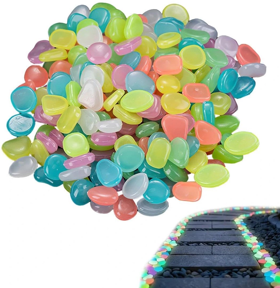 Lichtstenen, decoratie voor tuin, paden, balkon, vijver, kleurrijk, 400 stuks