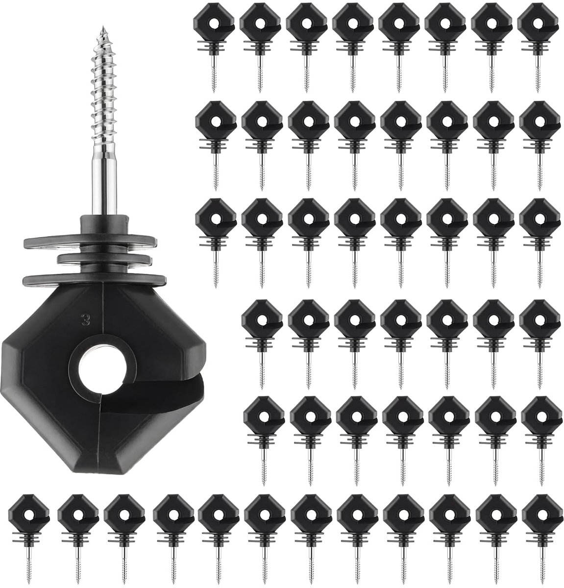 50 Stuks Hoekige Ringisolatoren voor Weideafrastering, Houten Palen Isolatoren, Geschikt voor Draad tot 4 mm