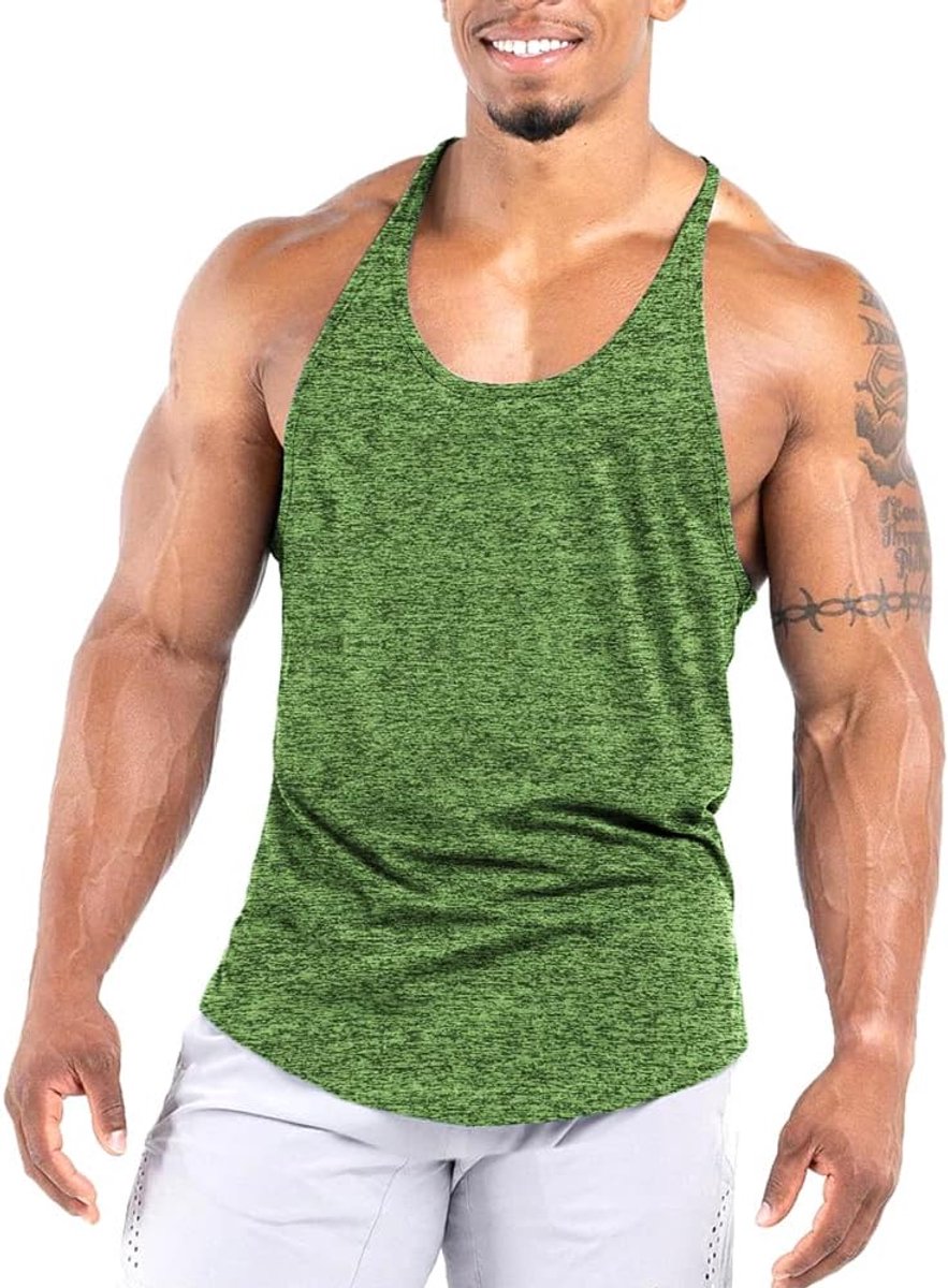 Workout Stringer Tank Tops Atletische Sneldrogende Y-Back Tops Bodybuilding Spier Shirts voor Gym (1 of 3 Pack)