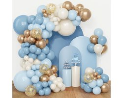 Ballonnenslinger blauw-QIFU 108 stuks ballonnen verjaardag blauw wit goud met ballon metallic champagne goud confetti helium ballonnen verjaardagsdecoratie jongens babyshower bruiloft jeugd decoratie