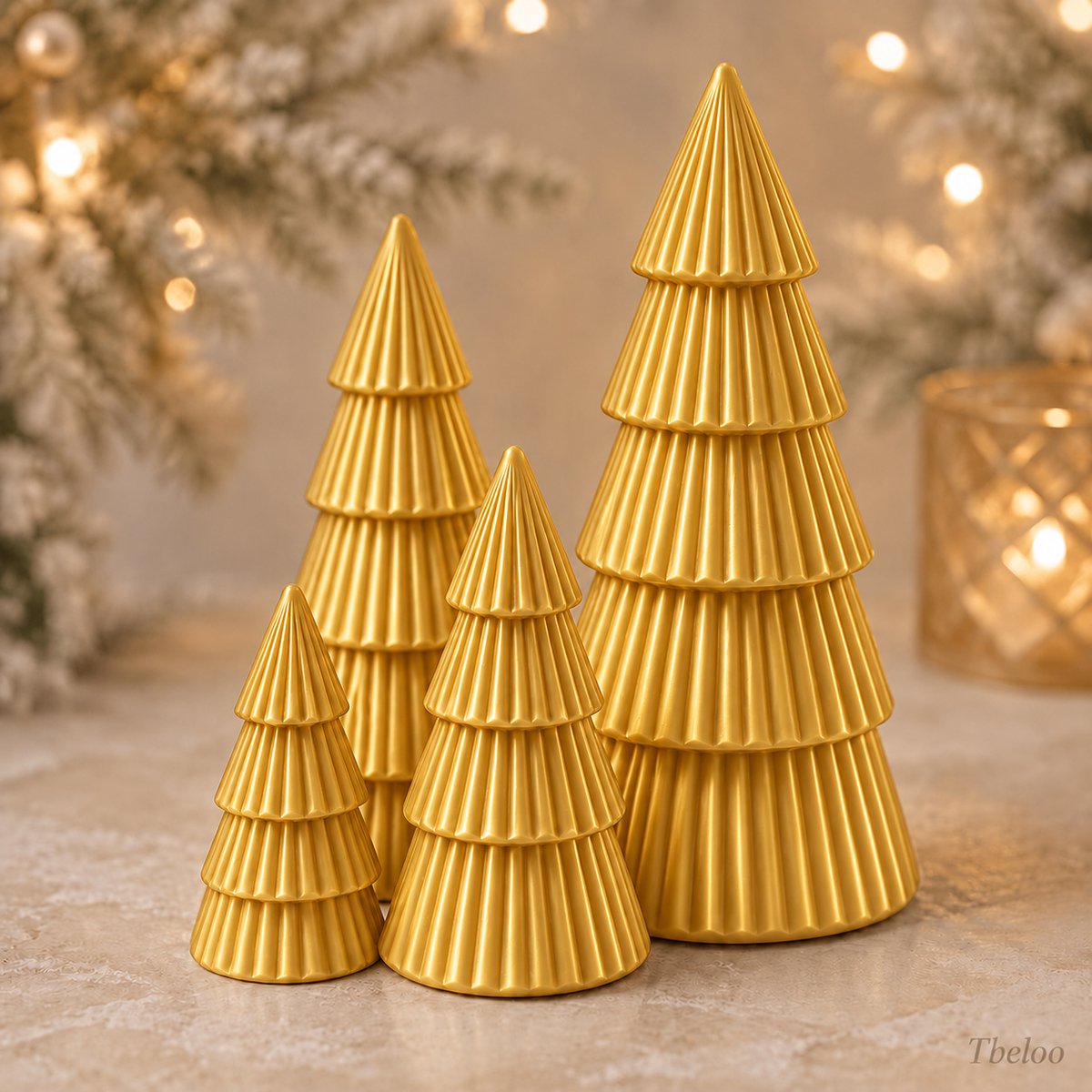 Tbeloo Kerstboom Decoratie – Set van 4 – Gold