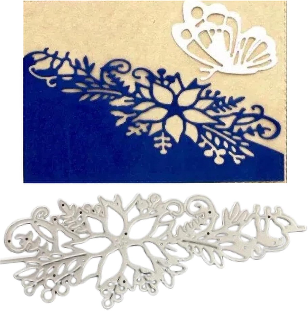 3D stanssjabloon bloemenhoek voor kerstkaarten, scrapbooking reliëfsjablonen, kaartontwerp en fotoalbum decoratie