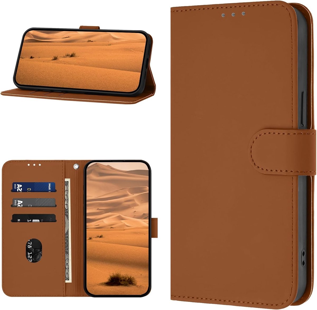 Hoesje voor iPhone 14 / iPhone 13, Premium PU Bookcase Telefoonhoesje [Kaartsleuven] Beschermhoes Portemonnee, Flip Wallet Case Hoesje voor iPhone 14 / iPhone 13 (Bruin)