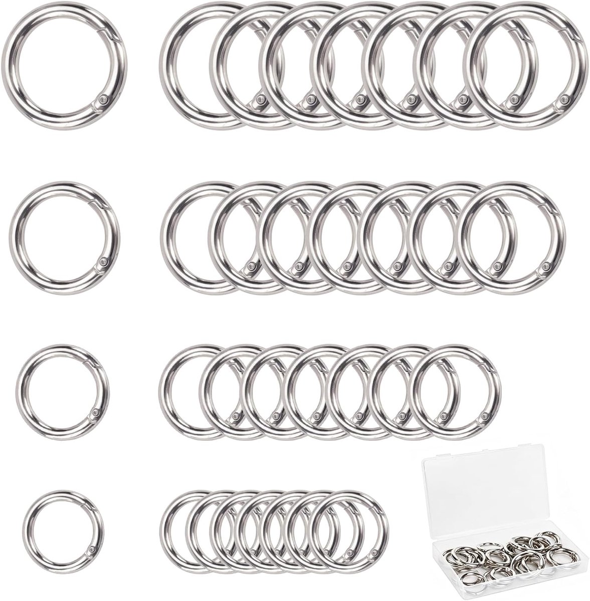 16 STKS Spring O Ring, zinklegering Ronde Karabijnhaak Snap Trigger Gesp, Haken Clip DIY Accessoires 4 Stijlen voor Sleutelhangers, Tas, Portemonnee en Handtas