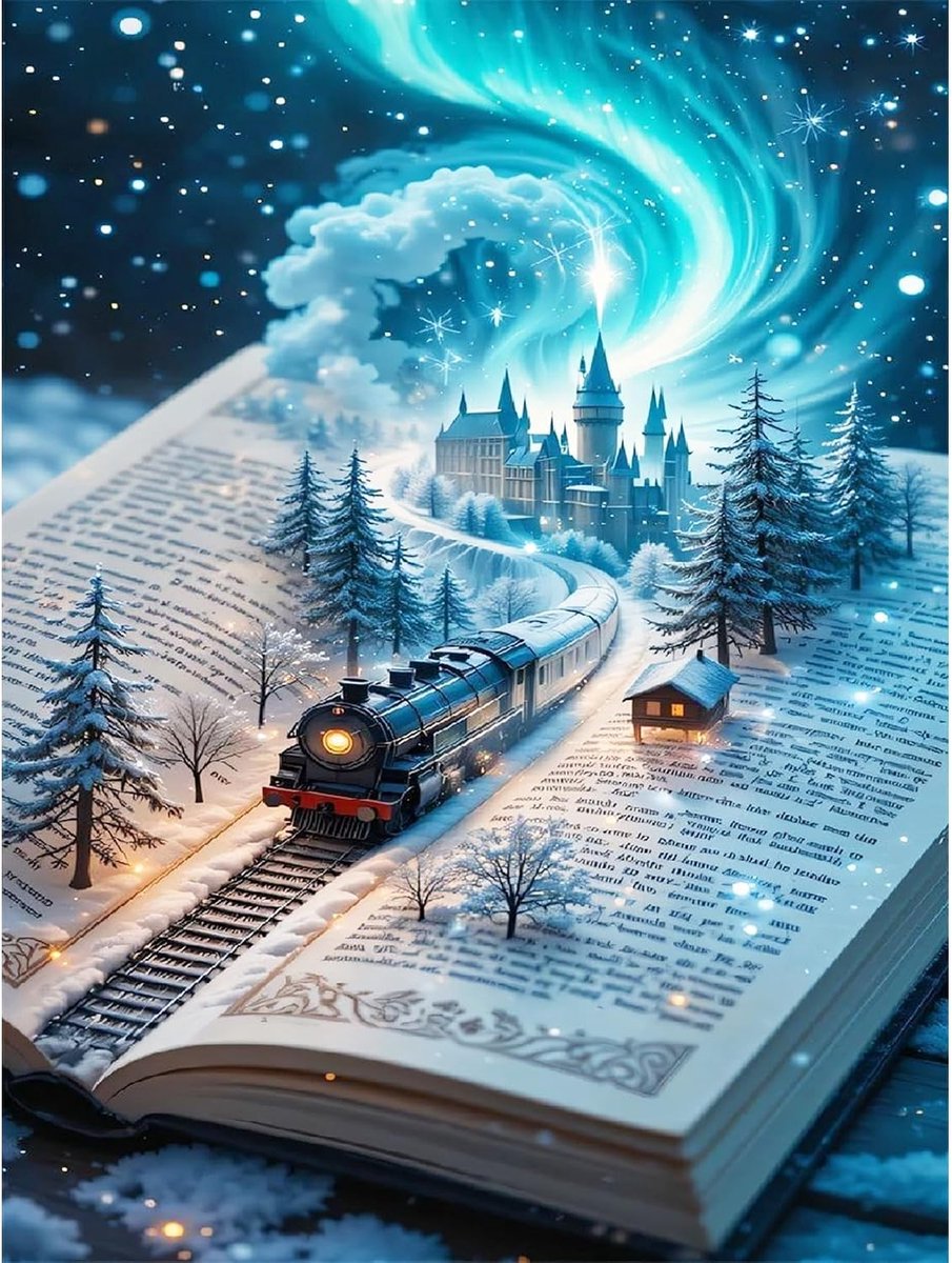 Kersttrein, diamantschilderij, kunstkits voor volwassenen, 5D doe-het-zelf diamantkunst, volledige boor schilderij strass borduurwerk foto's voor beginners, edelstenen ambachten voor thuis