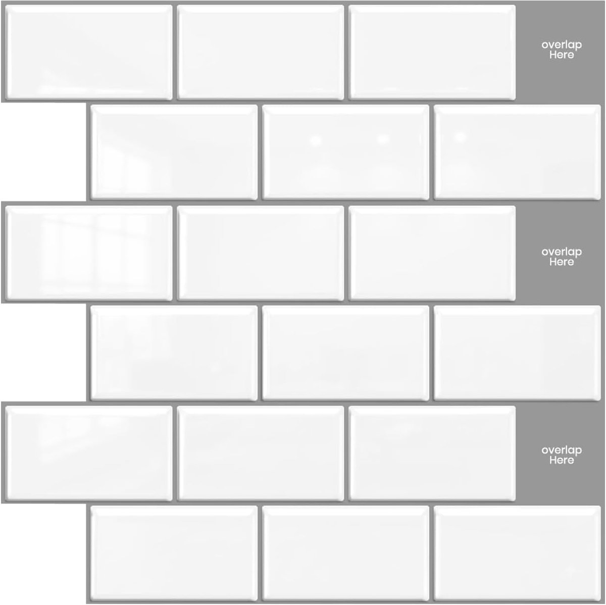 Tegelstickers voor keuken en badkamer, 10 stuks tegelstickers, zelfklevende wandtegels, tegelfolie voor badkamer en keuken, peel and stick tegels, zelfklevend (wit, 30,5 x 30,5 cm)
