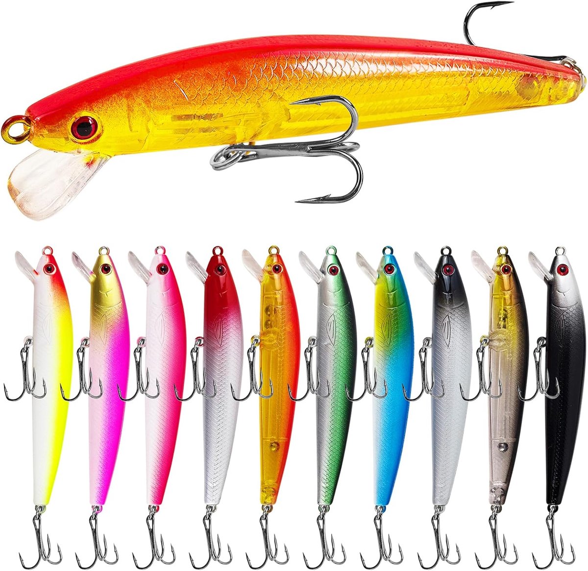 Visaasset, 10 stuks Crankbait snoekaas, visaas, Minnow, zoetwater, zoutwatervissen, cadeau voor forel, baars, zalm
