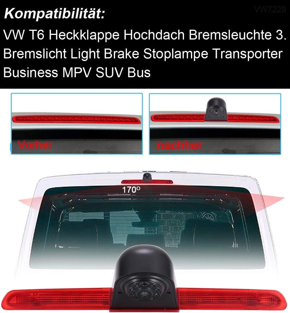 Achteruitrijsysteem met nachtzicht, waterdicht achteruitrijsysteem met monitor, Model 1 = brake light camera.
