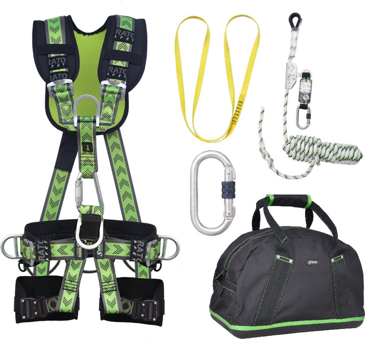 Kratos complete set valbeveiliging comfort-plus - Veiligheidslijn 10m - Ankerstrop 1,20m - Extra karabijnhaak - Maat M-L