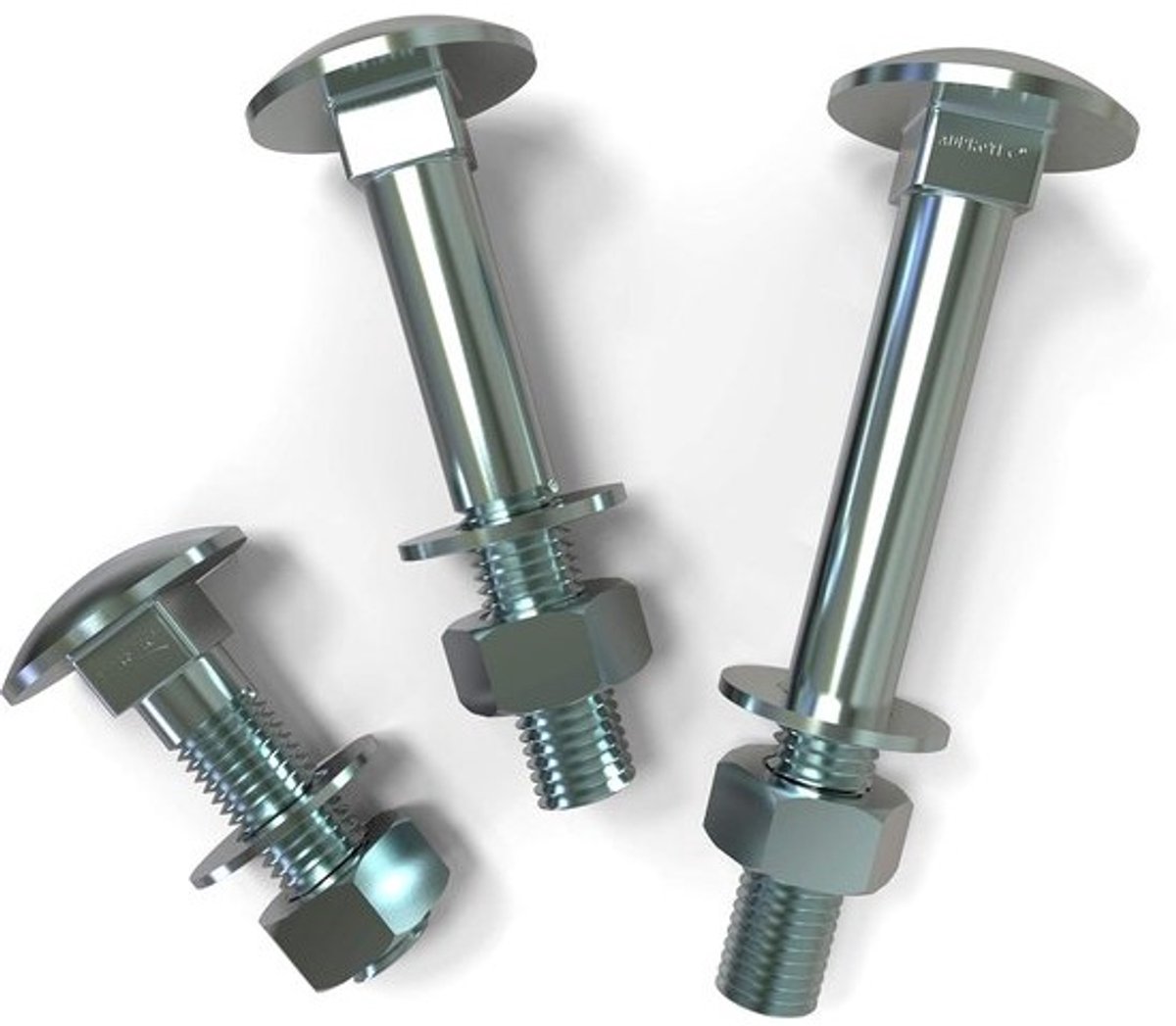 Slotschroeven met platte ronde kop - Met moeren en ringen - Voor bevestiging in houtbouw - Professionele kwaliteit uit Duitsland - M8x80 - 20 stuks - Zilver