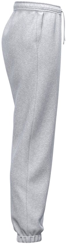 Lichtgrijze joggingbroek met trekkoord en elastische zoom. Zijaanzicht.