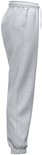 Lichtgrijze joggingbroek met trekkoord en elastische zoom. Zijaanzicht.