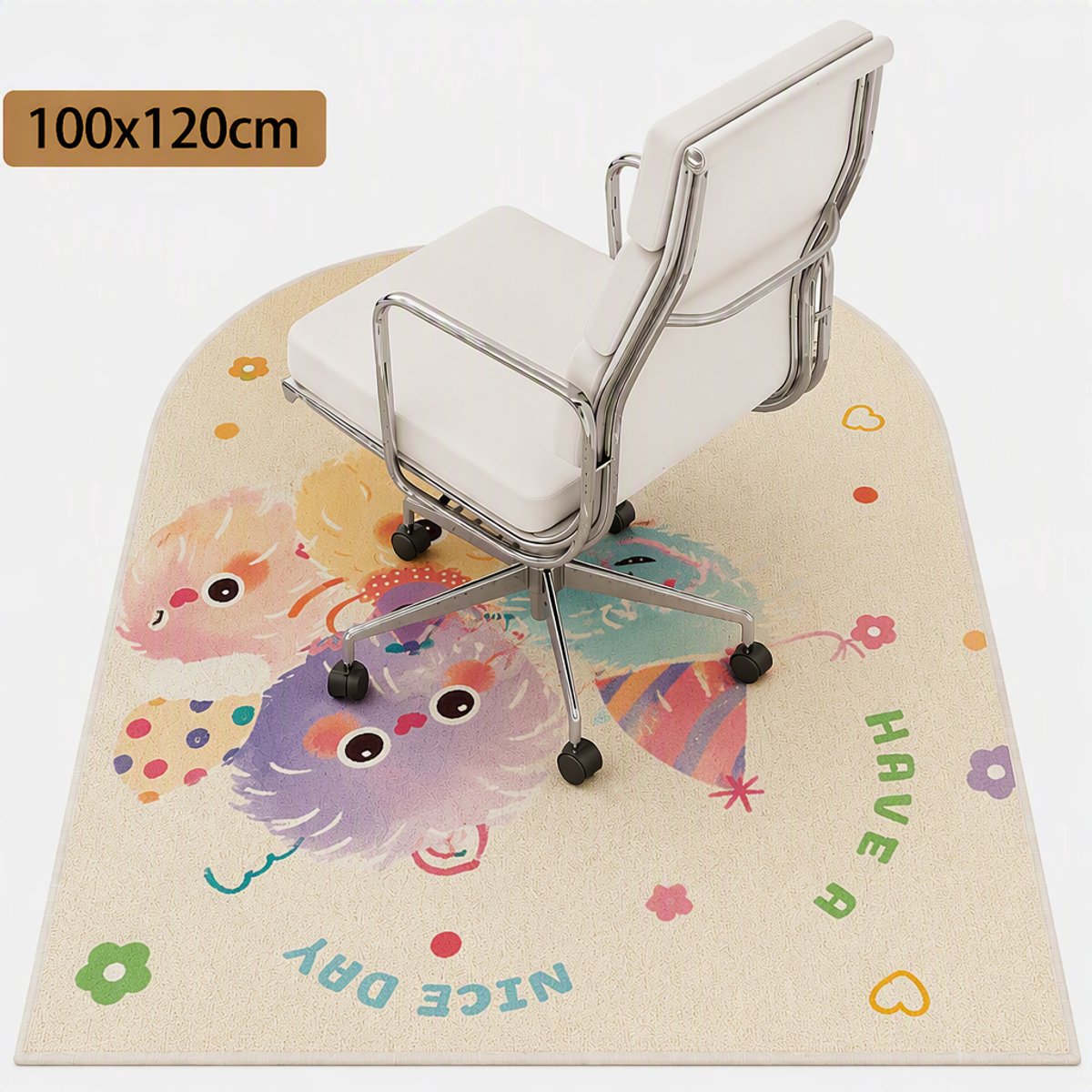 TEKROA® Vloerbeschermers - Bureaustoelmat 120 x 100cm - Antislip - Wasbaar - Geluiddempend - Met een cartoonpatroon - Beschermt harde vloeren