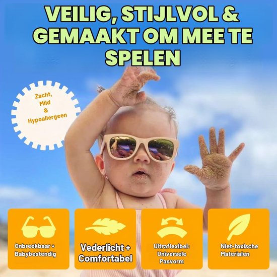Babysunnies Marineblauwe Gepolariseerde Babyzonnebril met Bandje (0–24 Maanden) - Flexibele UV400 Babyzonnebril van Merkloos — afbeelding 4