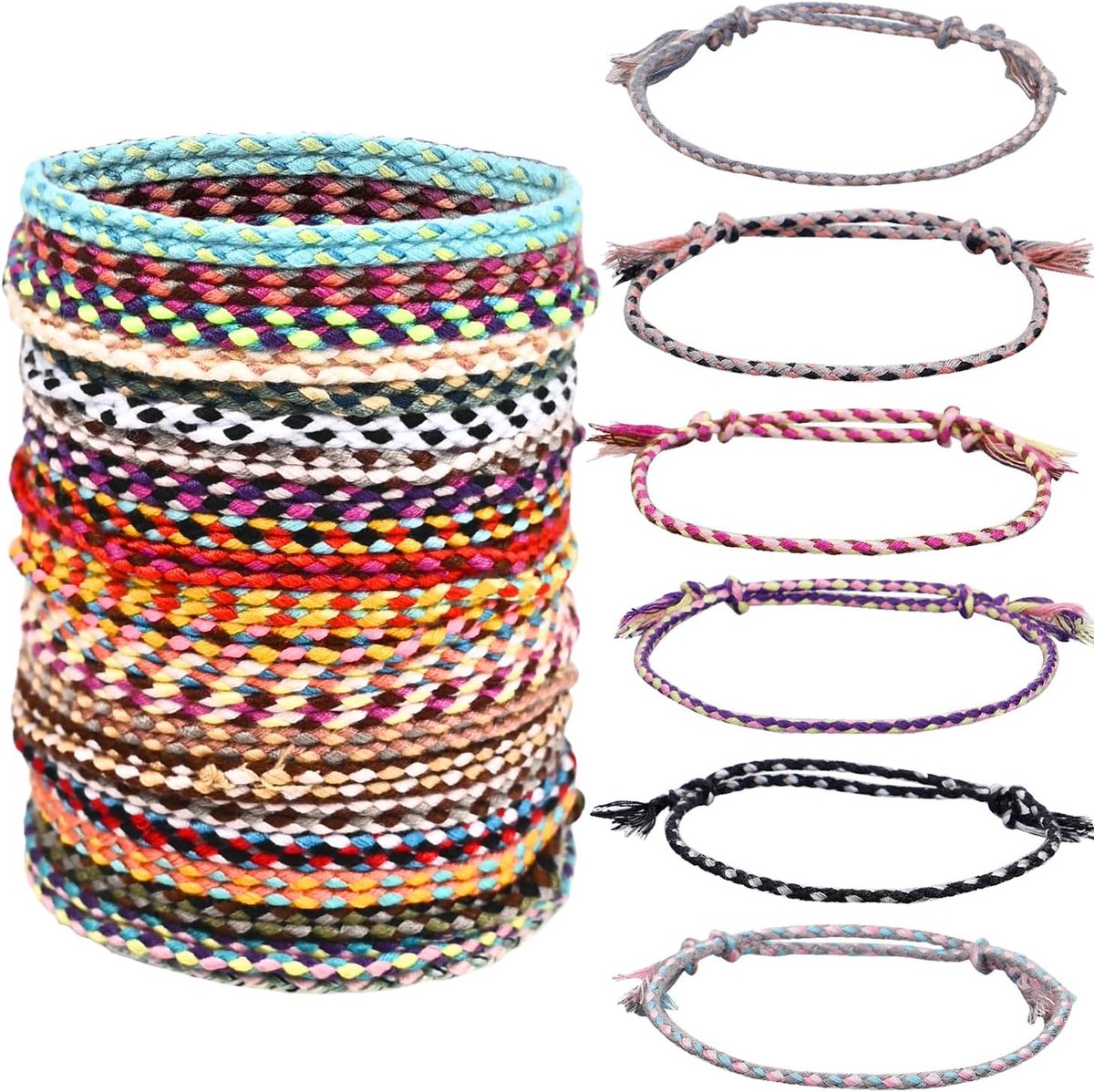 Vriendschapsarmbanden 30 stuks - Handgemaakt - Verstelbaar met kleurrijke franjes - Perfect voor vrienden en cadeau - ShopVlot