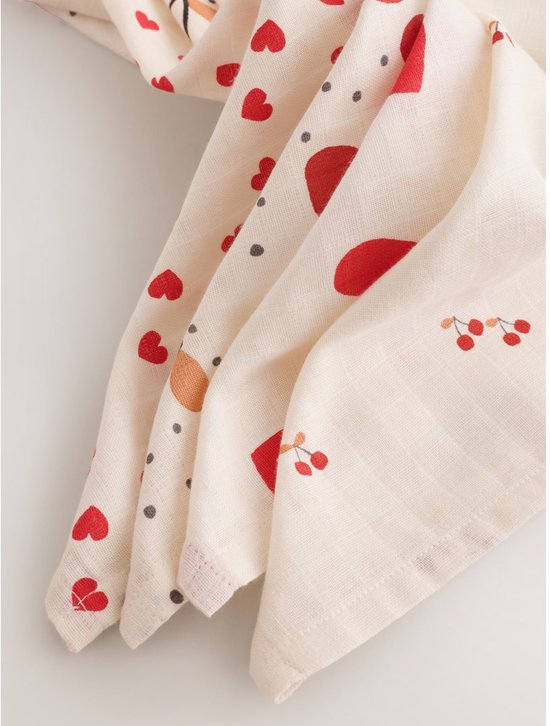 Next - Pasgeboren unisex - Set van 4 babymousseline-doekjes - Rood — afbeelding 3