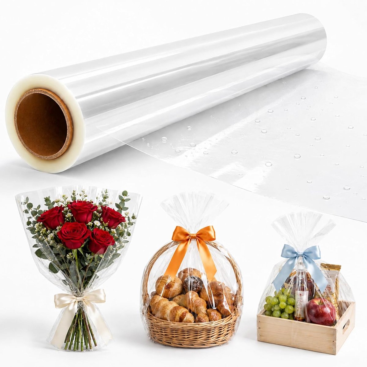 Cadeaufolie, transparant, 43 cm x 30 m, 3 mil cellofaan cadeaufolie - ShopVlot