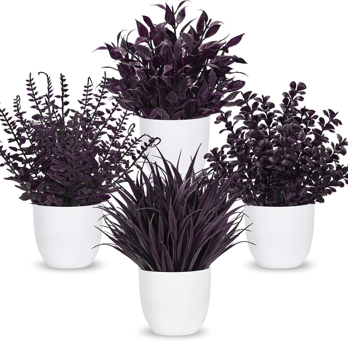 Der Rose Set van 4 paarse kunstplanten in pot voor Halloween en herfst - ShopVlot