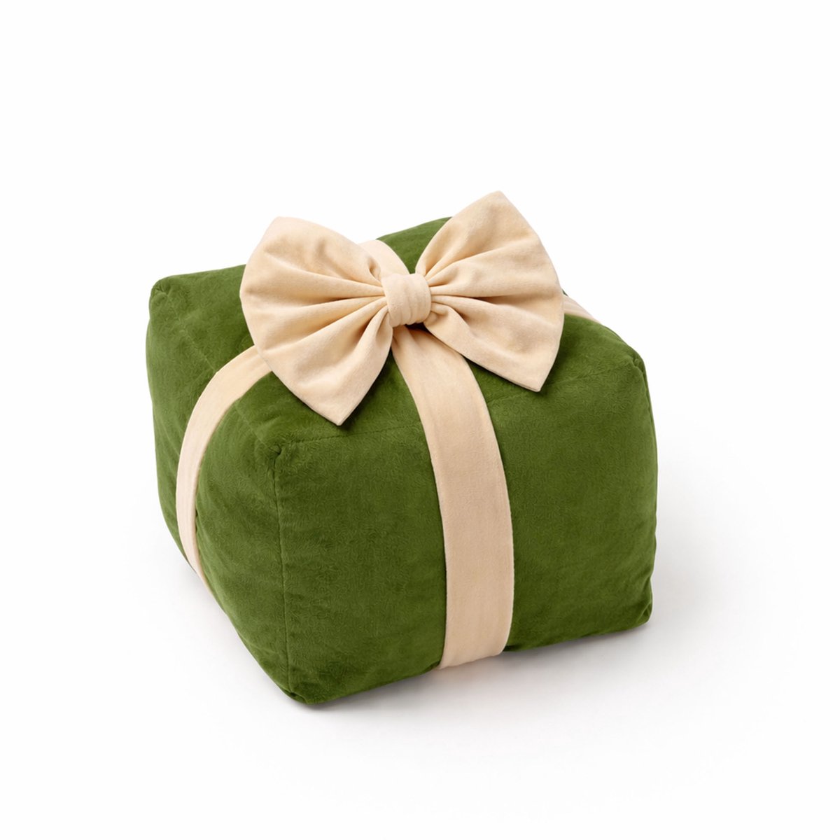 CUDDLE-GIFTBOX - sierkussen 20x20x18 cm - cadeaudoos - Bronze Green - groen, beige